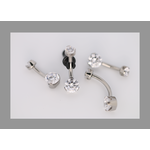 Anatometal 14g 3/8 brilliant cut round cz prong set navel curve