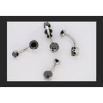 Anatometal 14g 7/16 brilliant cut round black prong set navel curve
