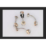 Anatometal 14g 3/8 brilliant cut round champagne prong set navel curve