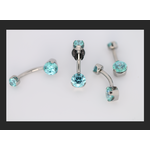 Anatometal 14g 5/16 brilliant cut round mint green prong set navel curve