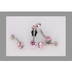 Anatometal 14g 7/16 brilliant cut round pink prong set navel curve