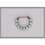 IS Body jewelry 16g 5/16 x 3/8 Odyssey Titanium prong set Cabochon 9 gem septum clicker White Opal