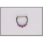 IS Body jewelry 16g 5/16 x 5/16 Odyssey Titanium prong set faceted septum clicker #6 Fancy Purple cz
