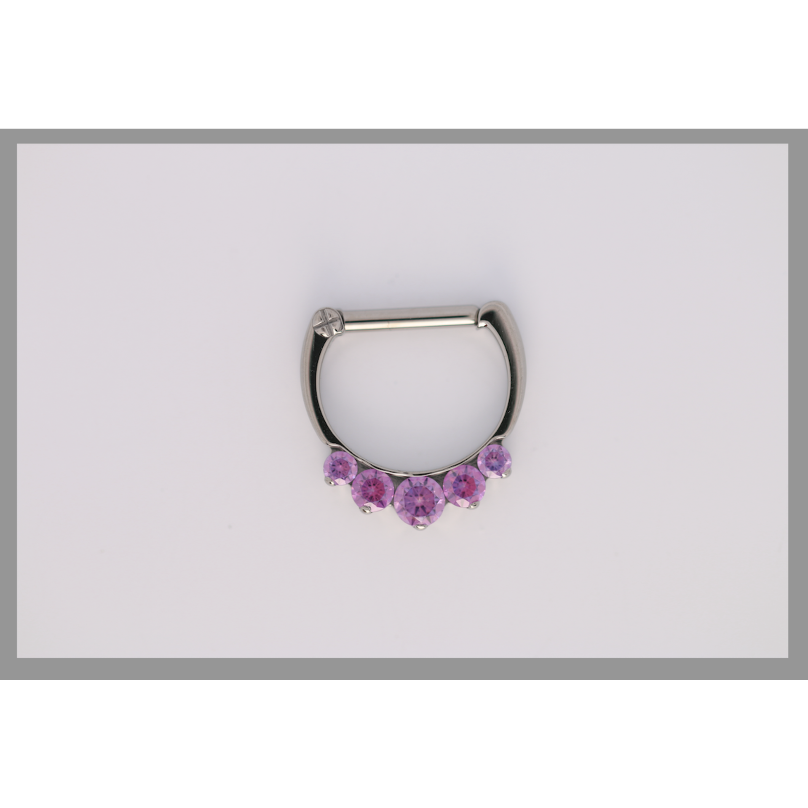 IS Body jewelry 16g 5/16 x 5/16 Odyssey Titanium prong set faceted septum clicker #6 Fancy Purple cz