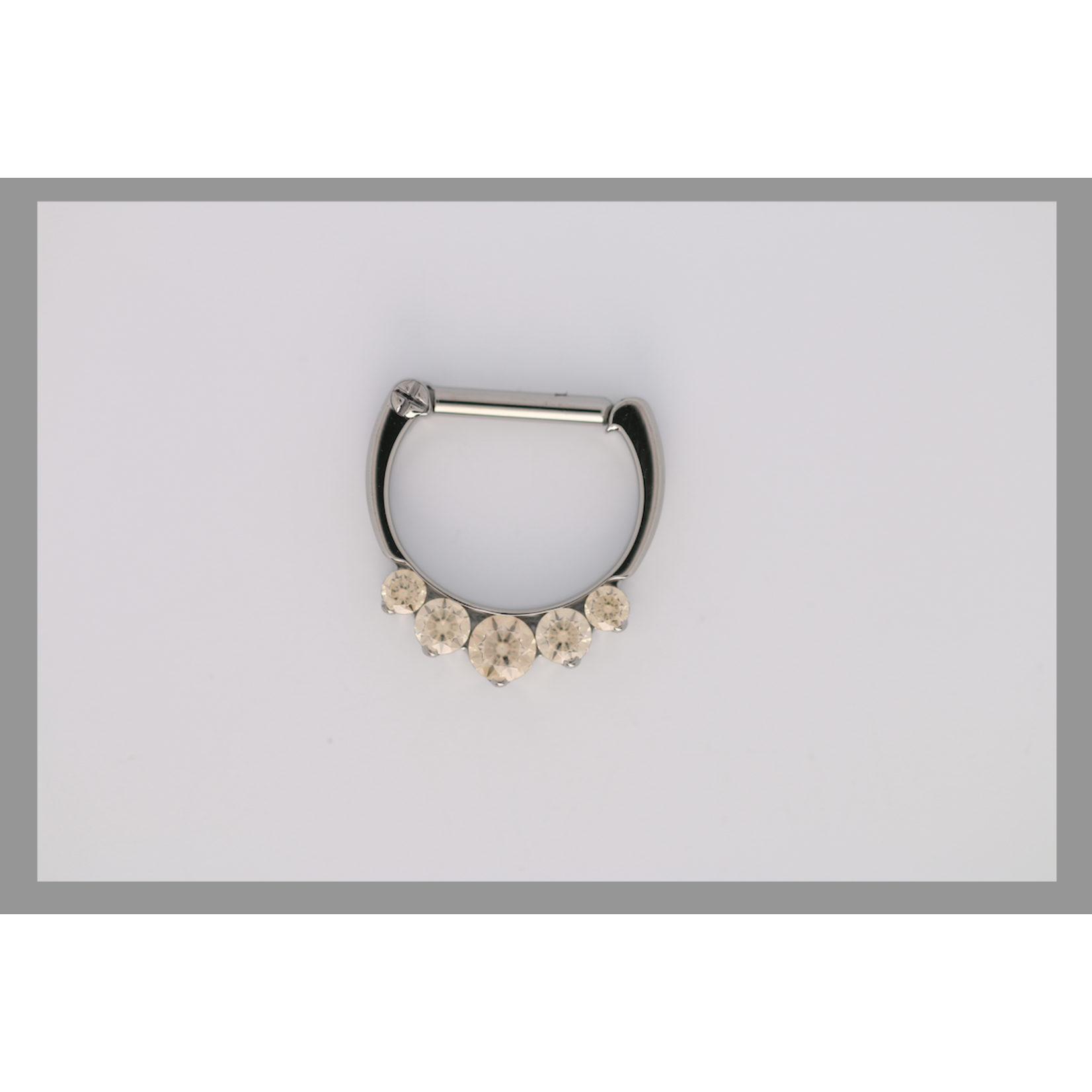 IS Body jewelry 16g 5/16 x 5/16 Odyssey Titanium prong set faceted septum clicker #6 Champagne cz