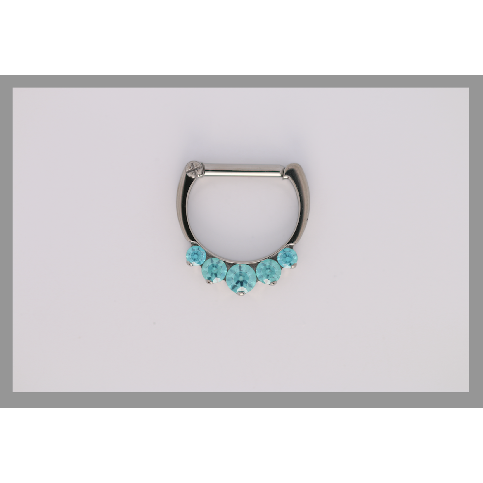 IS Body jewelry 16g 5/16 x 5/16 Odyssey Titanium prong set faceted septum clicker #6 Mint Green cz