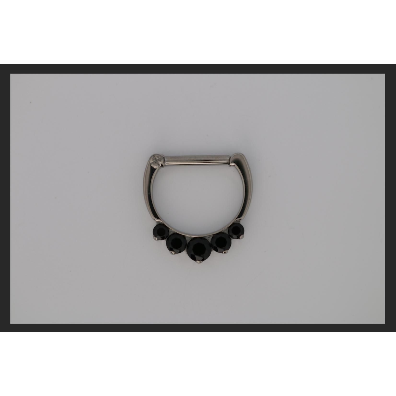IS Body jewelry 16g 5/16 x 5/16 Odyssey Titanium prong set faceted septum clicker #6 Black cz