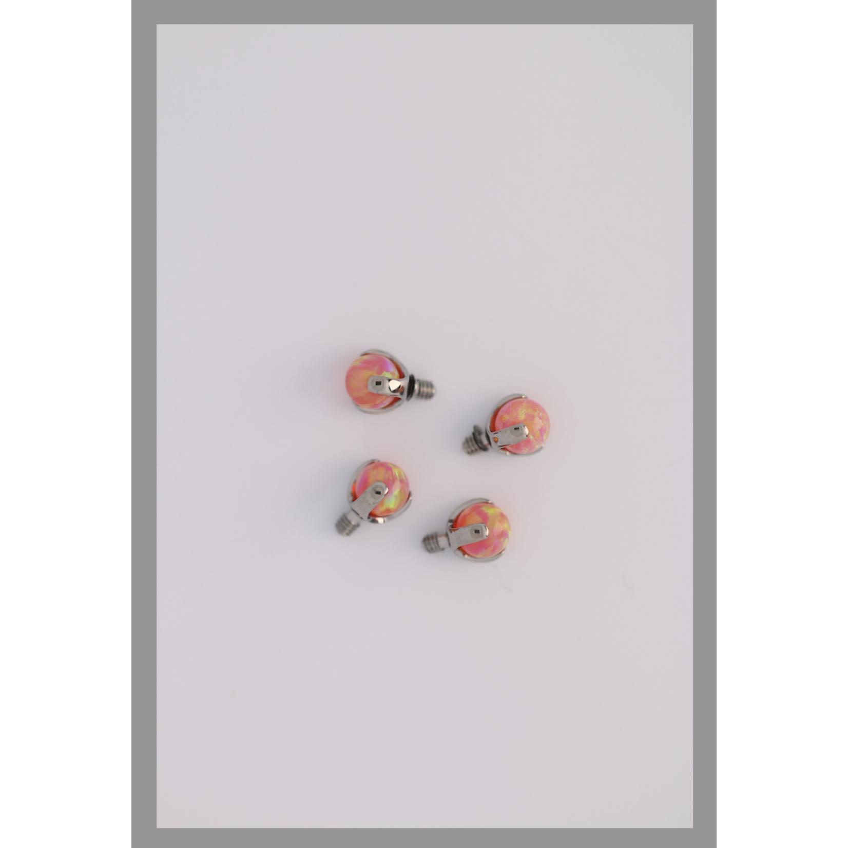 IS Body jewelry 14g 3 prong cabochon opal threaded end 3mm Pink Opal