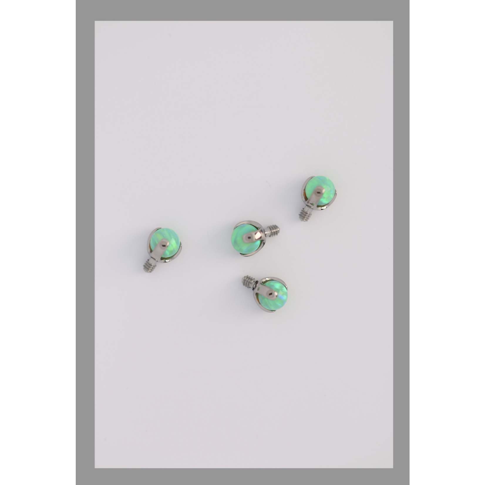 IS Body jewelry 14g 3 prong cabochon opal threaded end 3mm Lime Green Opal