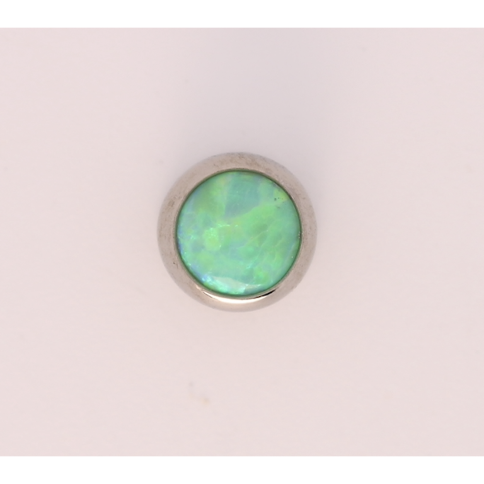IS Body jewelry bezel set cabochon captive gem 3mm lime green opal