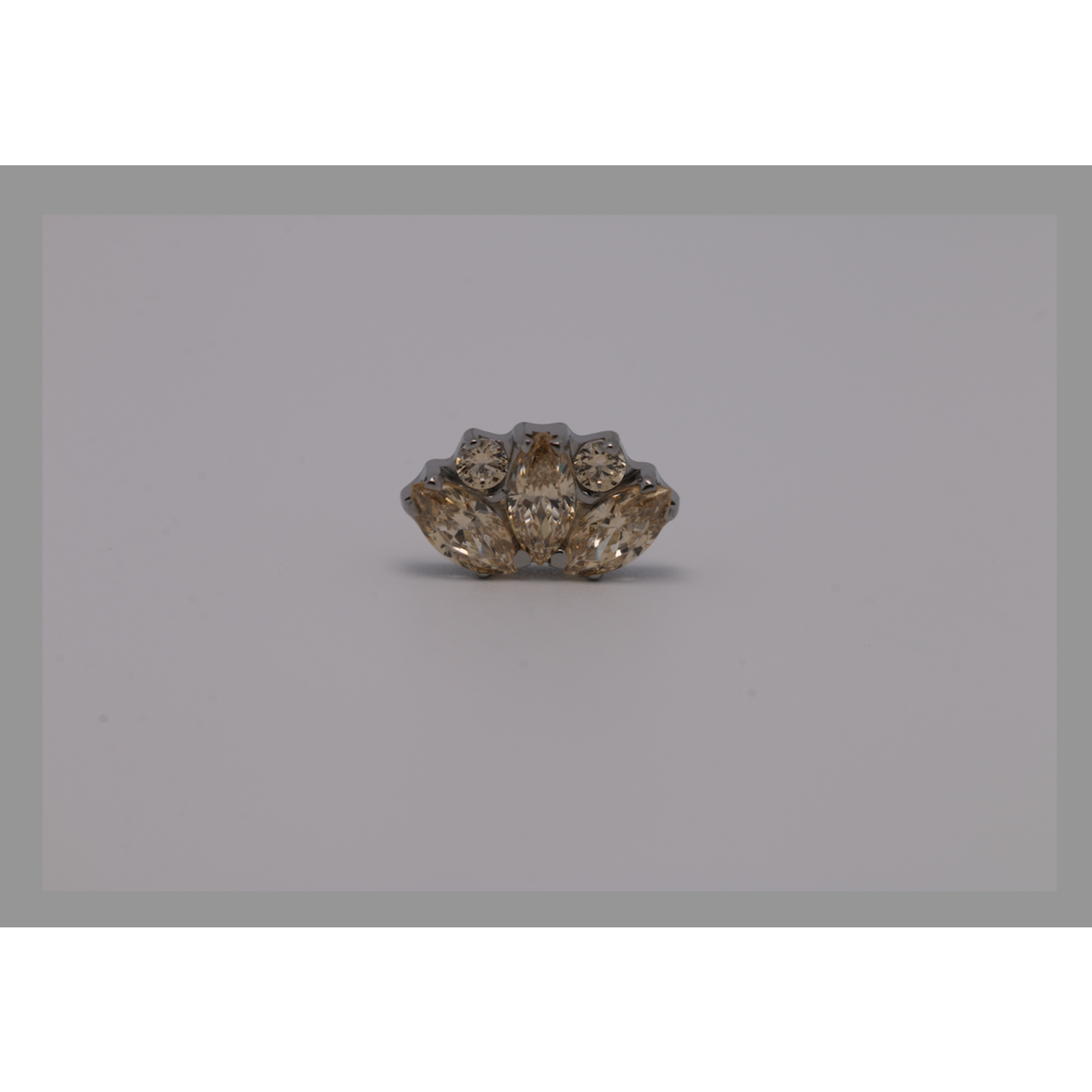 IS Body jewelry 18g threadless Eden marquise fan #10 faceted gem end with (3) 4mmx2mm gems and (2) 1.5mm gems Fancy Champagne CZ