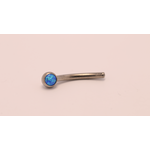Neometal 16g 3/8 side gem curved barbell shaft capri blue opal cabochon