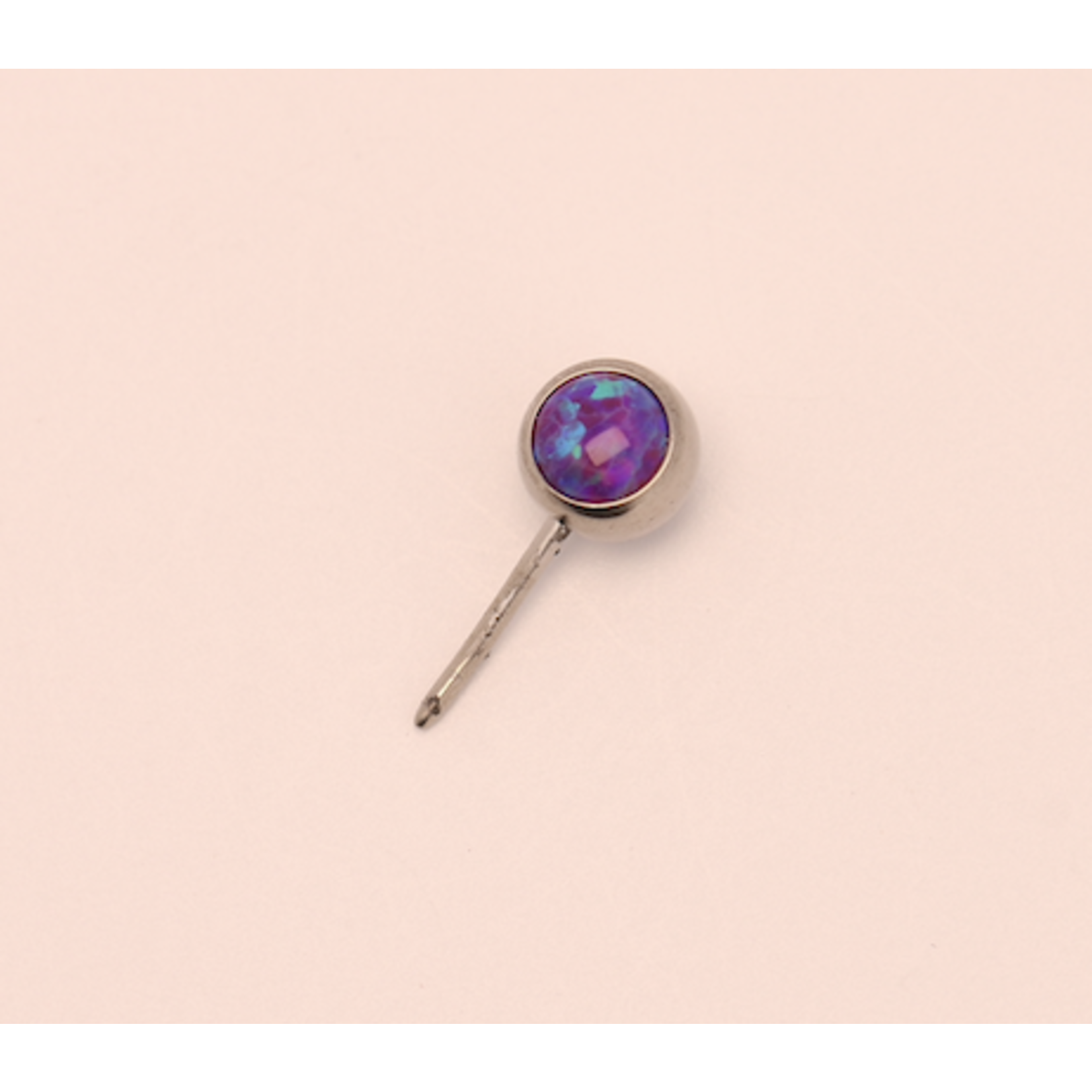 Neometal 16g side gem ball 2.5mm purple opal cabochon