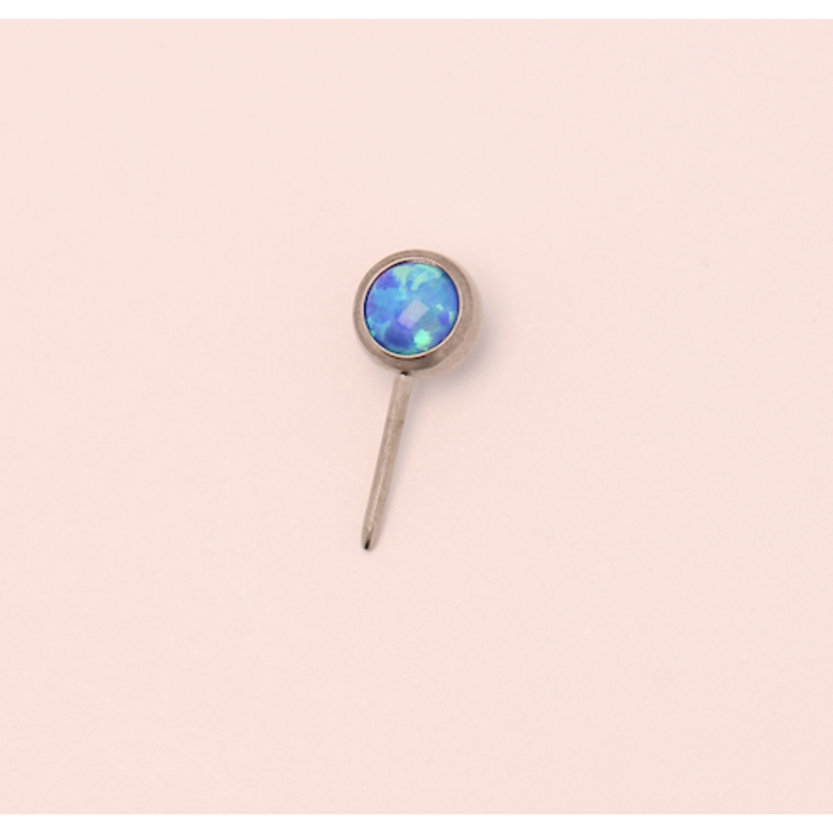 Neometal 16g side gem ball 2.5mm capri blue opal cabochon