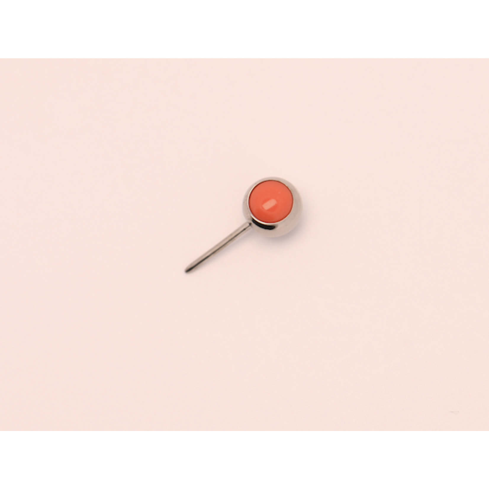 Neometal 16g side gem ball 2.5mm coral salmon cabochon