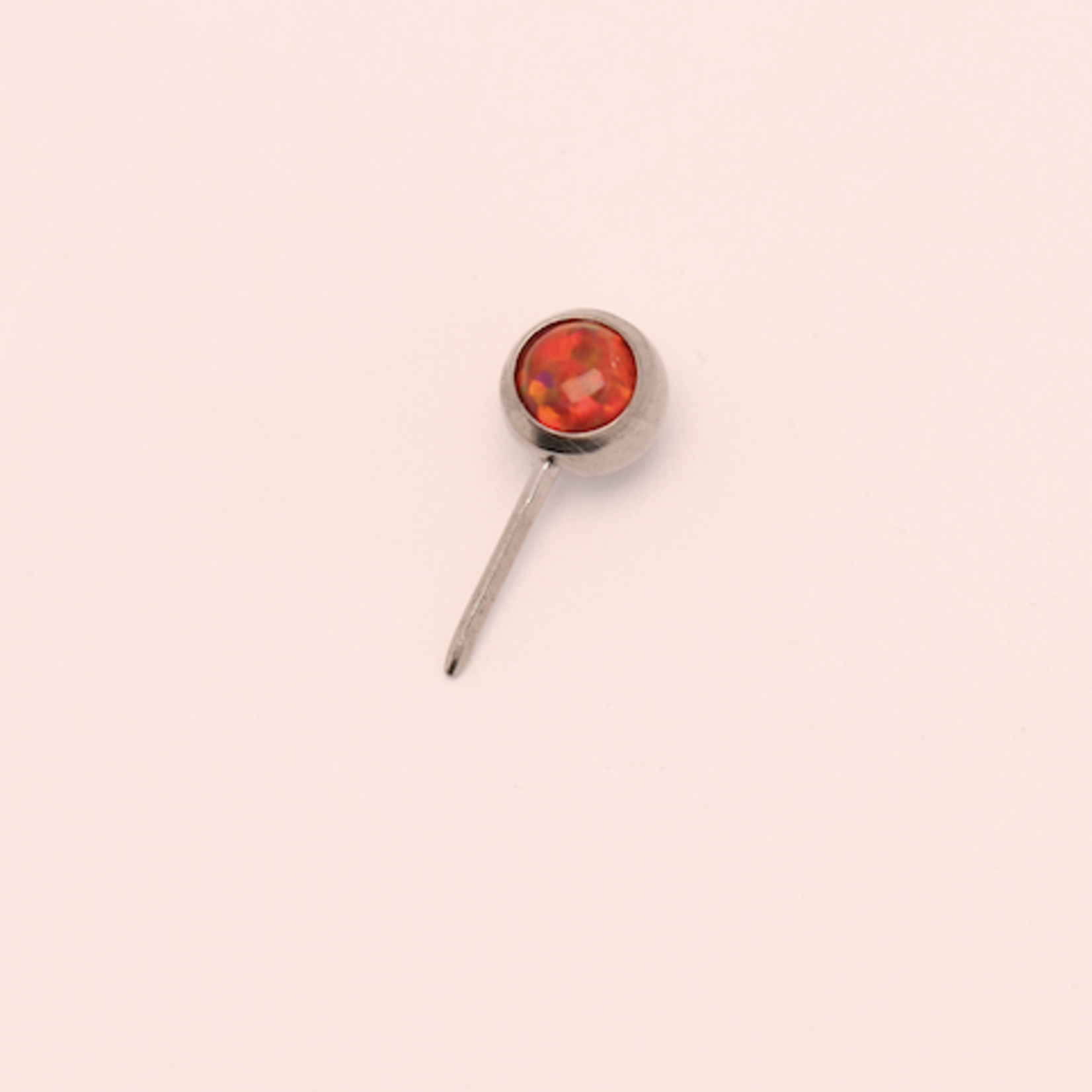 Neometal 16g side gem ball 2.5mm fire opal cabochon