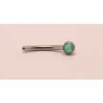 Neometal 16g 3/8 side gem curved barbell shaft lime green opal cabochon