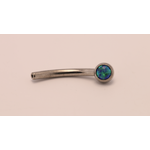 Neometal 16g 3/8 side gem curved barbell shaft peacock opal cabochon