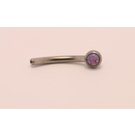 Neometal 16g 3/8 side gem curved barbell shaft lavender opal cabochon