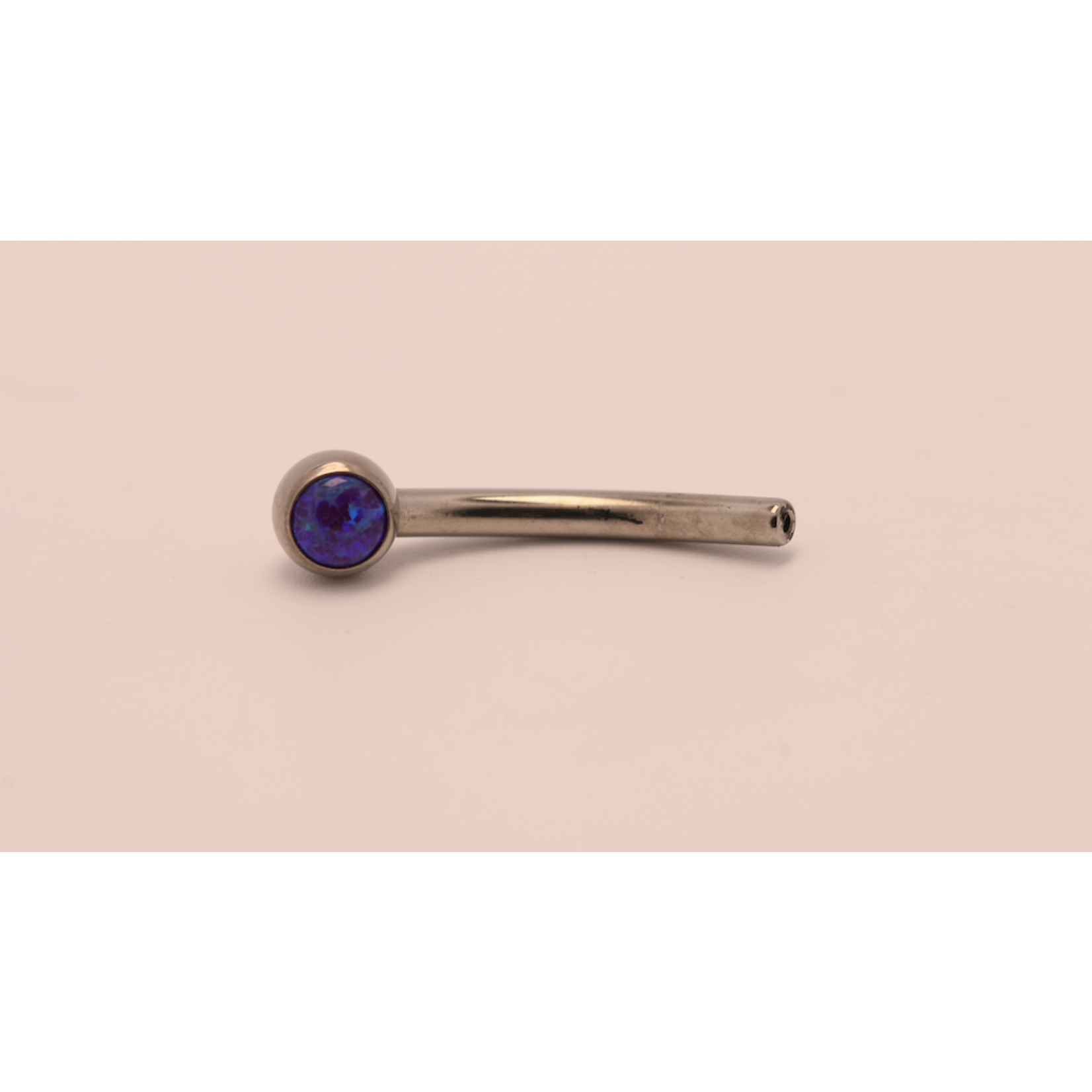 Neometal 16g 3/8 side gem curved barbell shaft purple opal cabochon