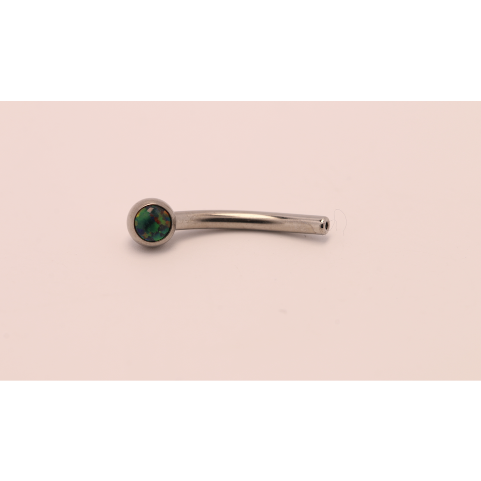 Neometal 16g 3/8 side gem curved barbell shaft black opal cabochon