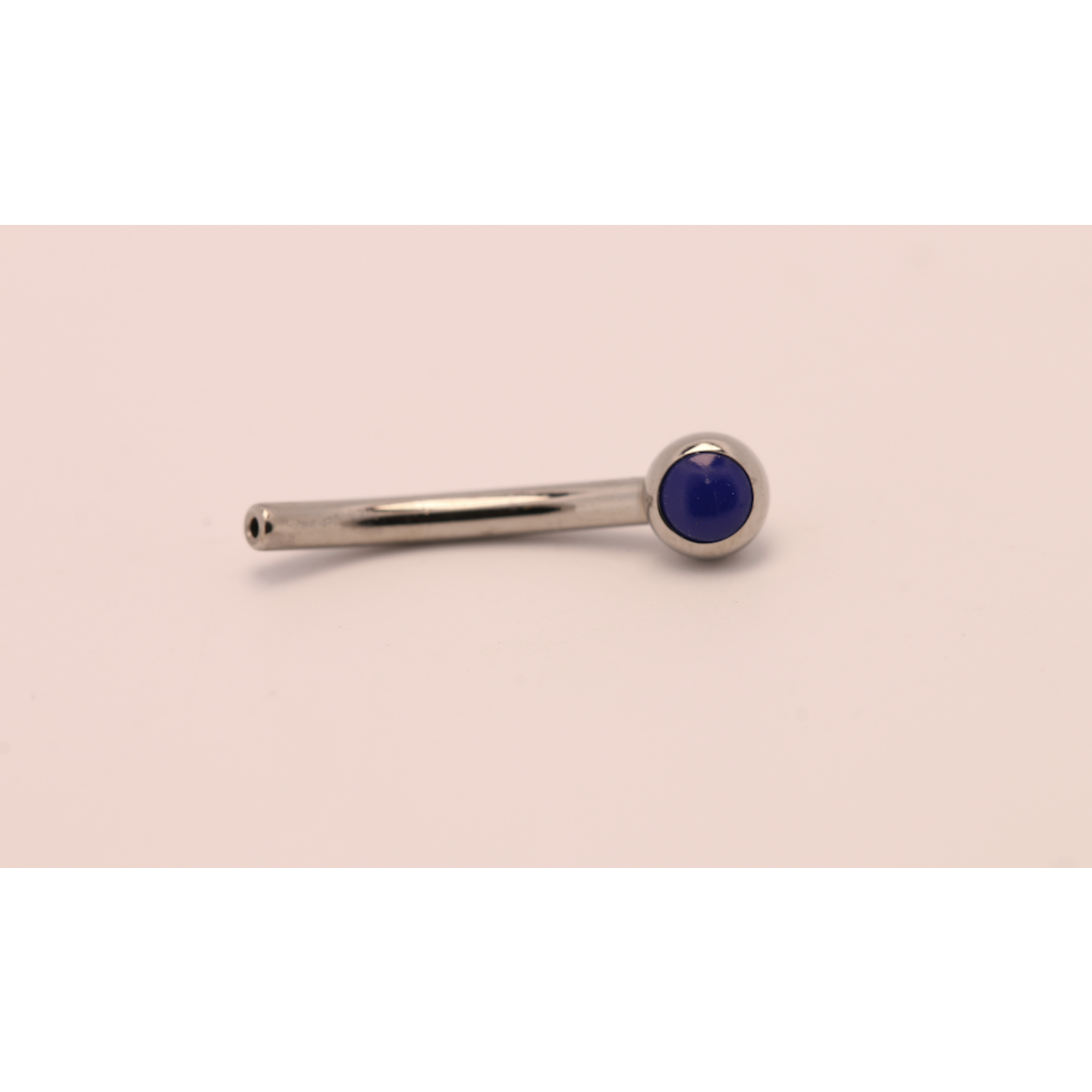 Neometal 16g 3/8 side gem curved barbell shaft lapis blue cabochon