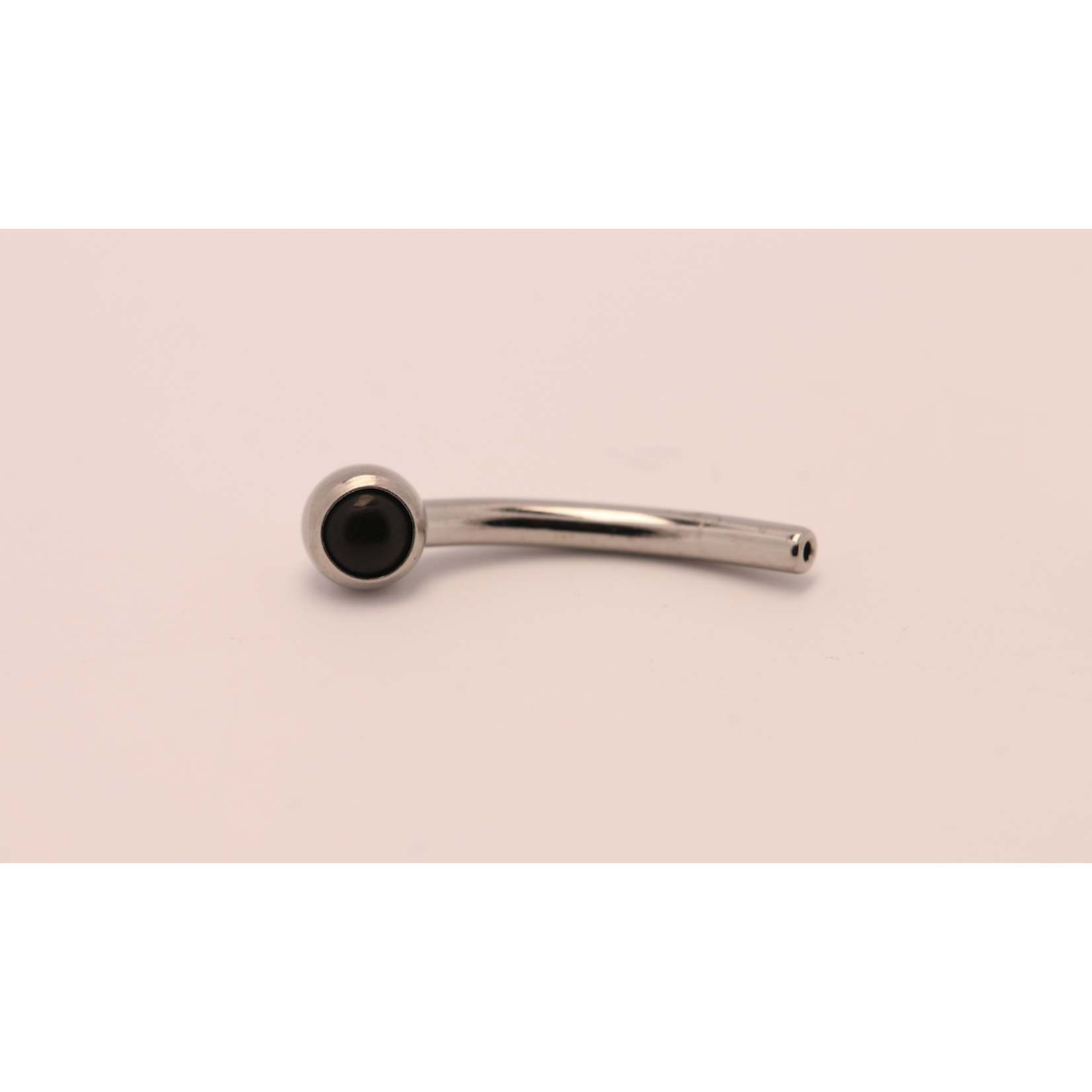 Neometal 16g 3/8 side gem curved barbell shaft onyx cabochon