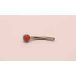 Neometal 16g 3/8 side gem curved barbell shaft salmon coral cabochon