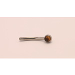 Neometal 16g 3/8 side gem curved barbell shaft tigers eye cabochon