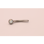 Neometal 16g 3/8 side gem curved barbell shaft white opal cabochon