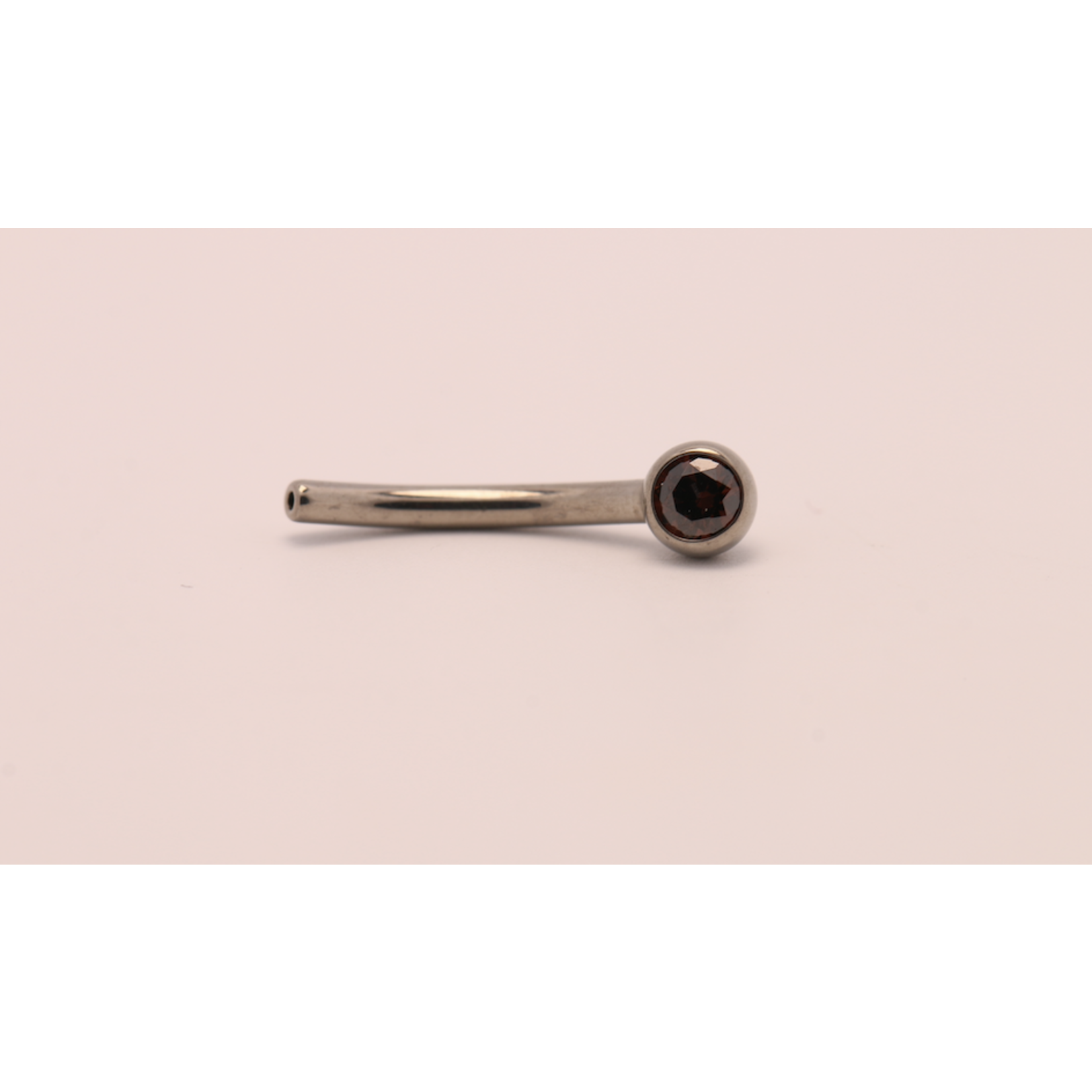 Neometal 16g 3/8 side gem curved barbell shaft brown cz