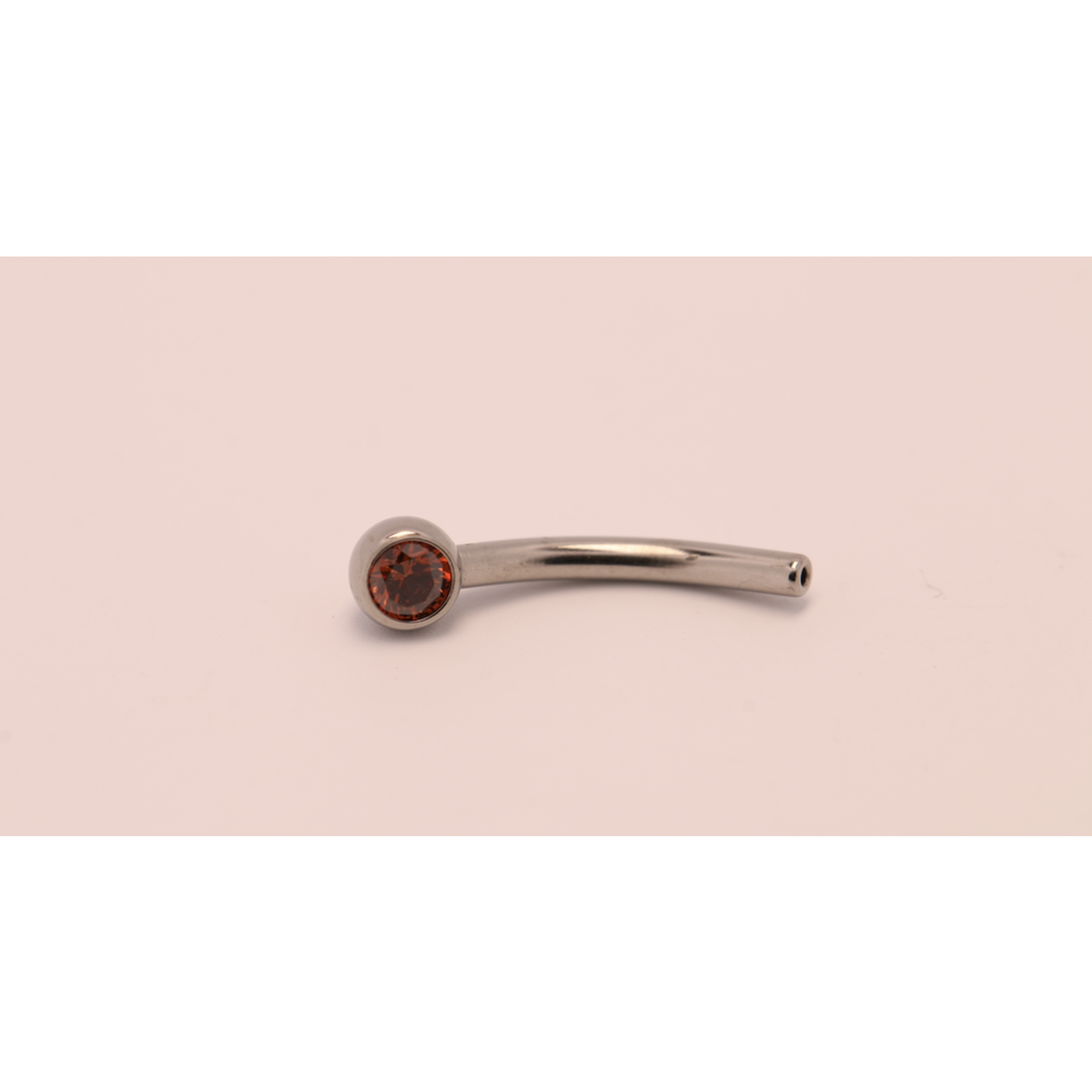 Neometal 16g 3/8 side gem curved barbell shaft caramel cz
