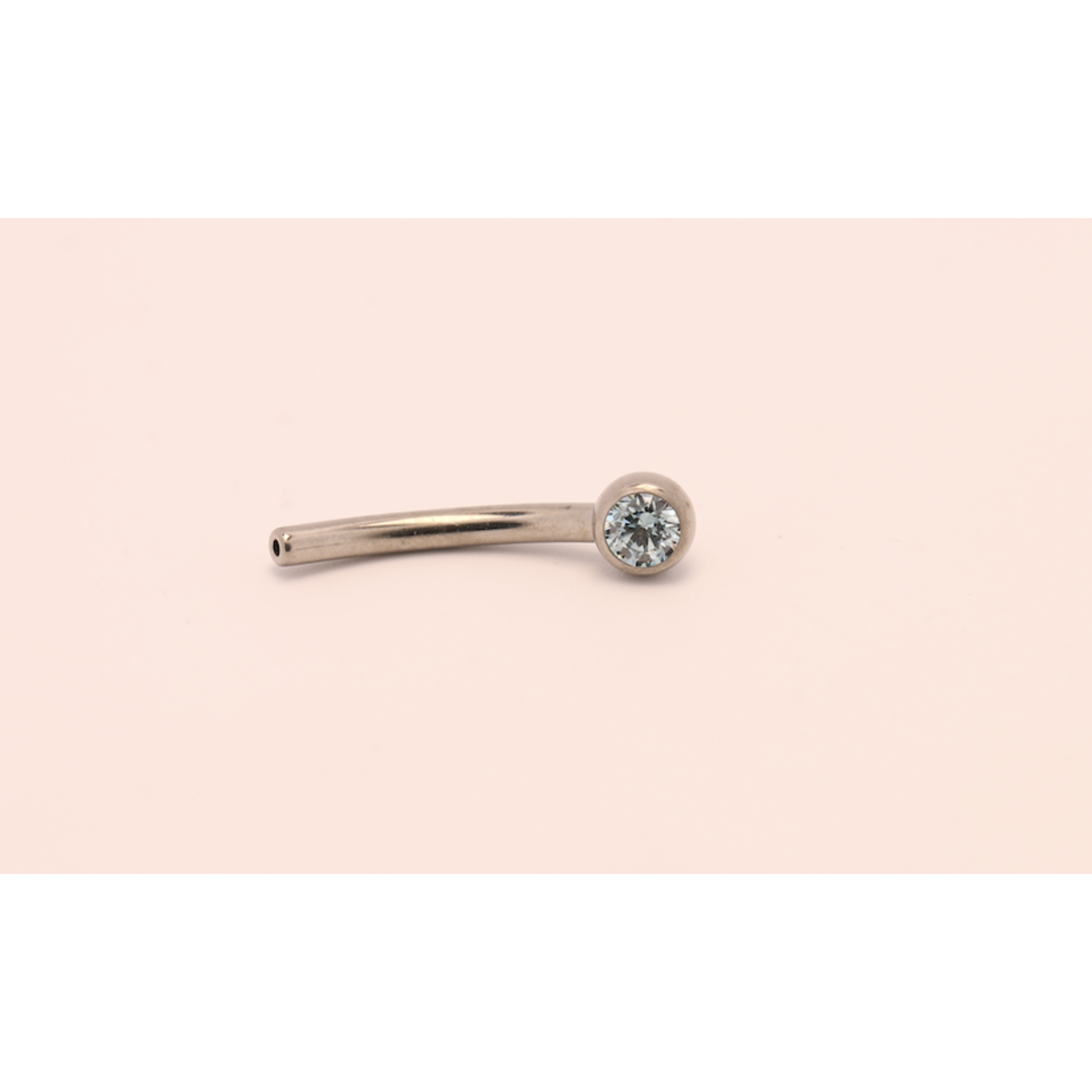 Neometal 16g 3/8 side gem curved barbell shaft frosty mint cz