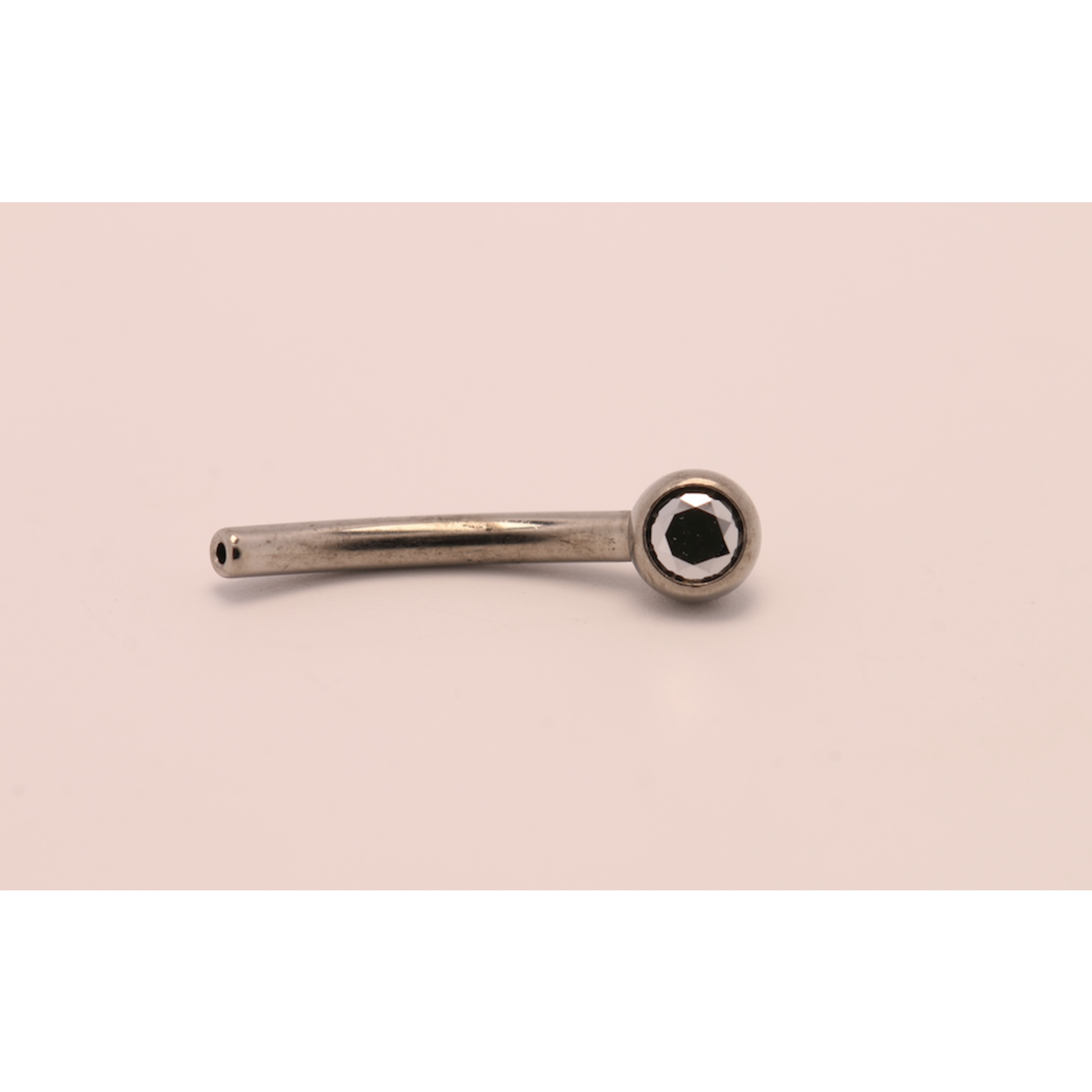 Neometal 16g 3/8 side gem curved barbell shaft light chrome cz