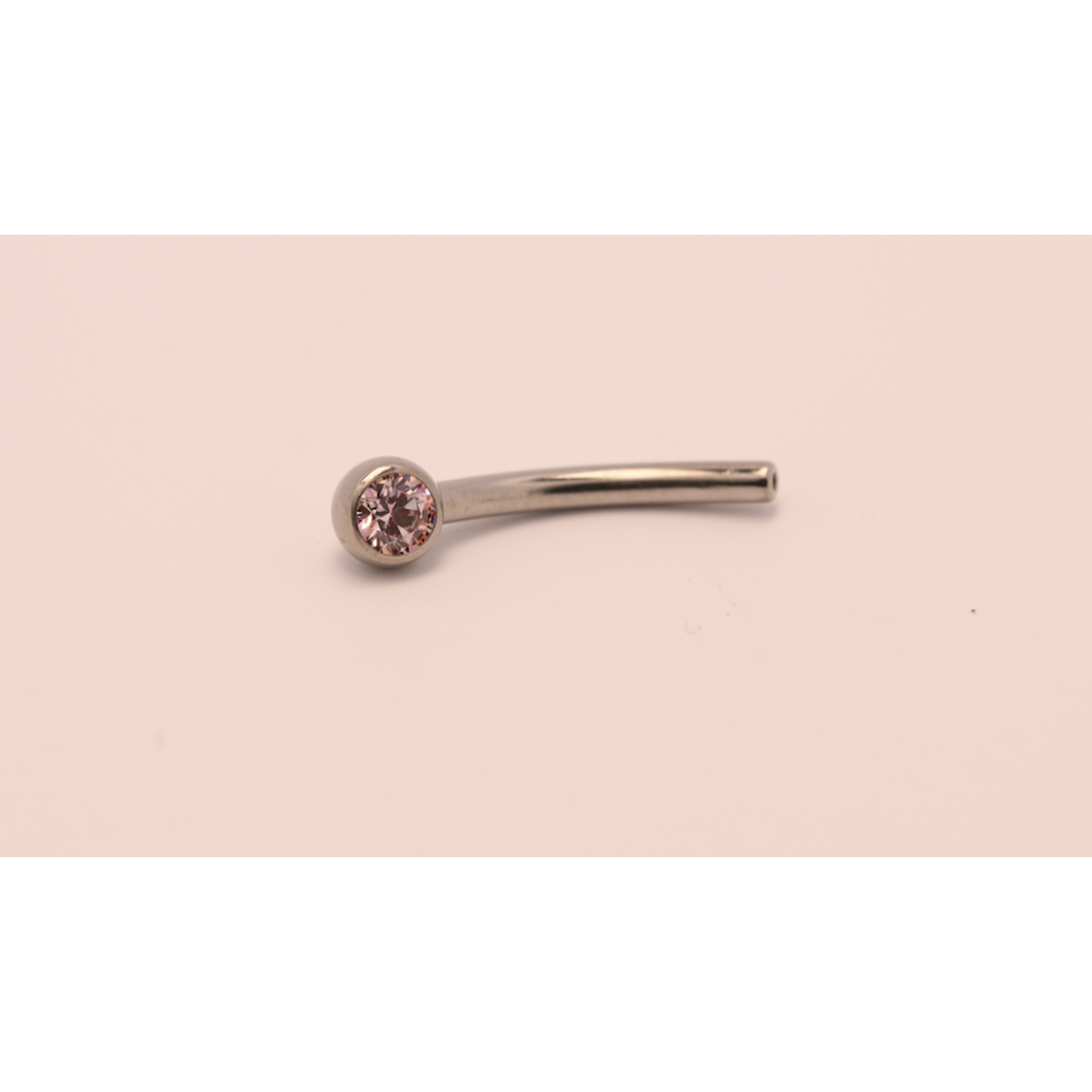 Neometal 16g 3/8 side gem curved barbell shaft morganite cz