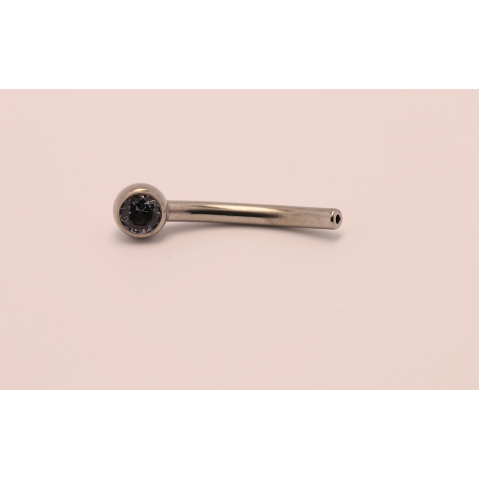 Neometal 16g 3/8 side gem curved barbell shaft ocean gray cz