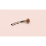 Neometal 16g 3/8 side gem curved barbell shaft orange cz