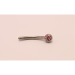 Neometal 16g 3/8 side gem curved barbell shaft pink cz