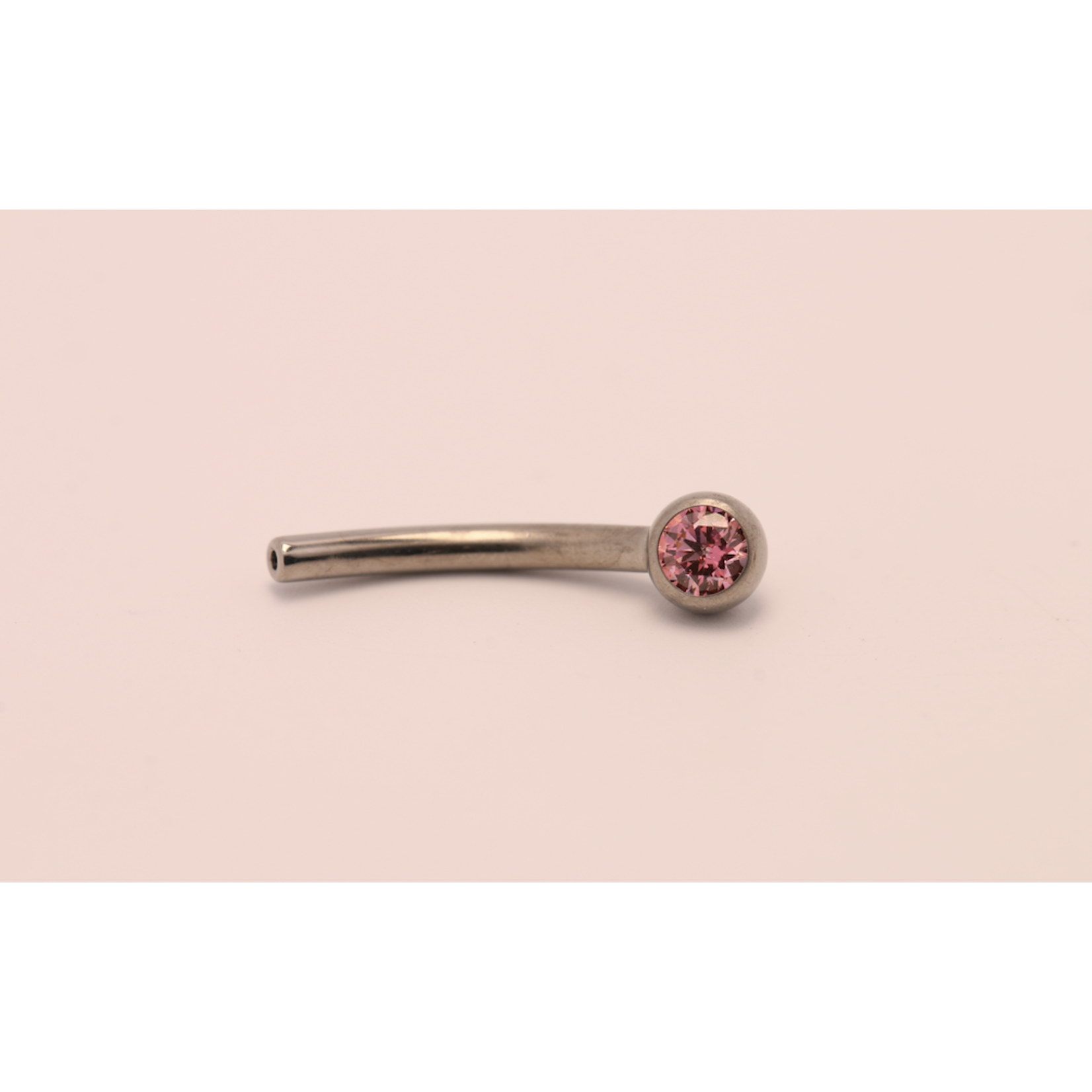 Neometal 16g 3/8 side gem curved barbell shaft pink cz