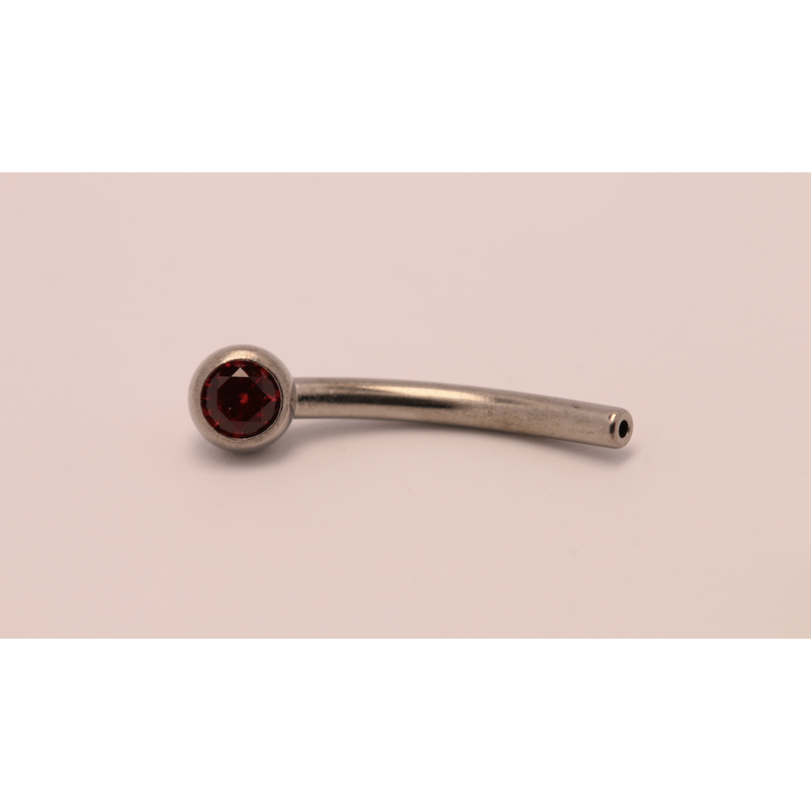 Neometal 16g 3/8 side gem curved barbell shaft ruby (syn garnet)