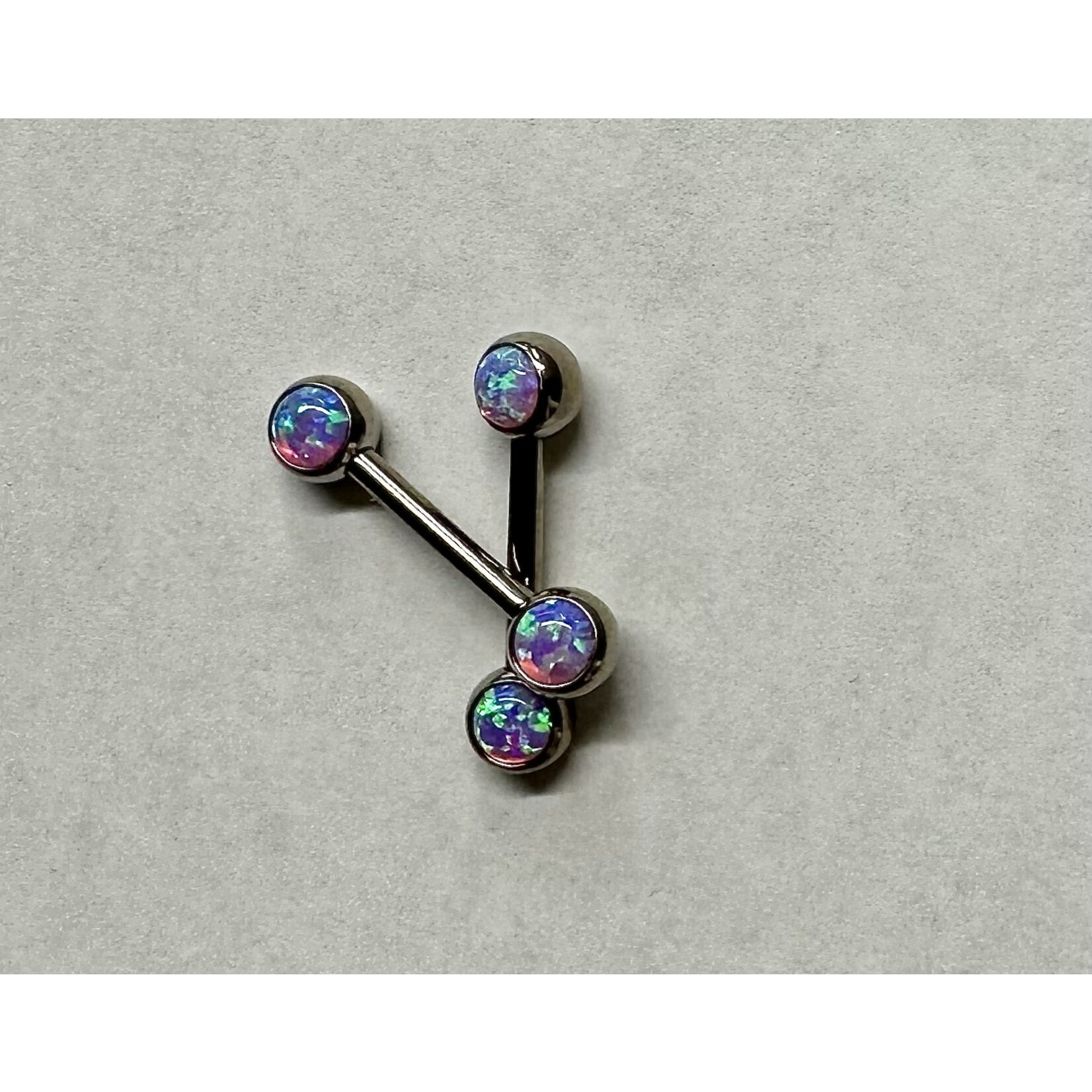 Neometal Side Gem 4mm Pink opal cabochon
