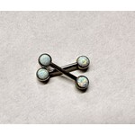 Neometal Side Gem 4mm White opal cabochon