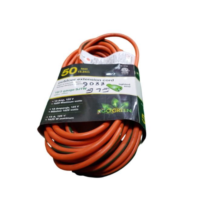 GOGREEN ELE8806 EXTENSION CORD/DROP -ORANGE 50FT 16/3 EC5016