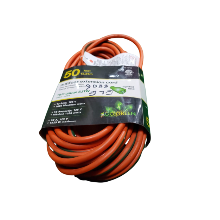 GOGREEN ELE8806 EXTENSION CORD/DROP -ORANGE 50FT 16/3 EC5016