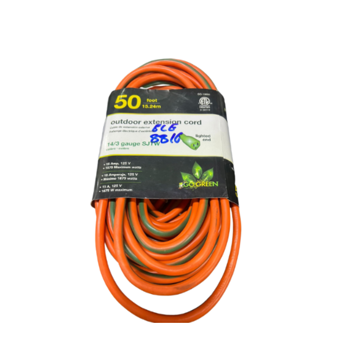 GOGREEN ELE8816 EXTENSION CORD/DROP -ORANGE 50FT 14/3 EC-5014