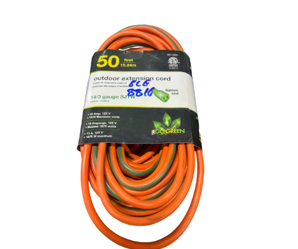 GOGREEN ELE8816 EXTENSION CORD/DROP -ORANGE 50FT 14/3 EC-5014