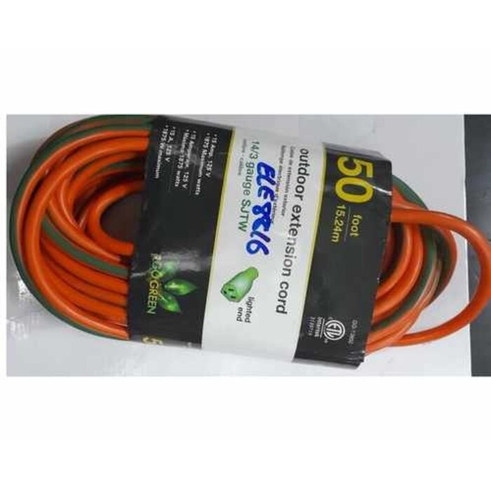 GOGREEN ELE8816 EXTENSION CORD/DROP -ORANGE 50FT 14/3 EC-5014
