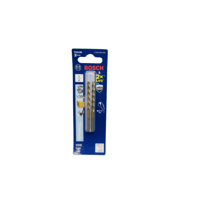 BOSCH HAR0336 BIT-DRILL 1/8" TITANIUM TI2135 SOLD BY PACK OF 2PCS