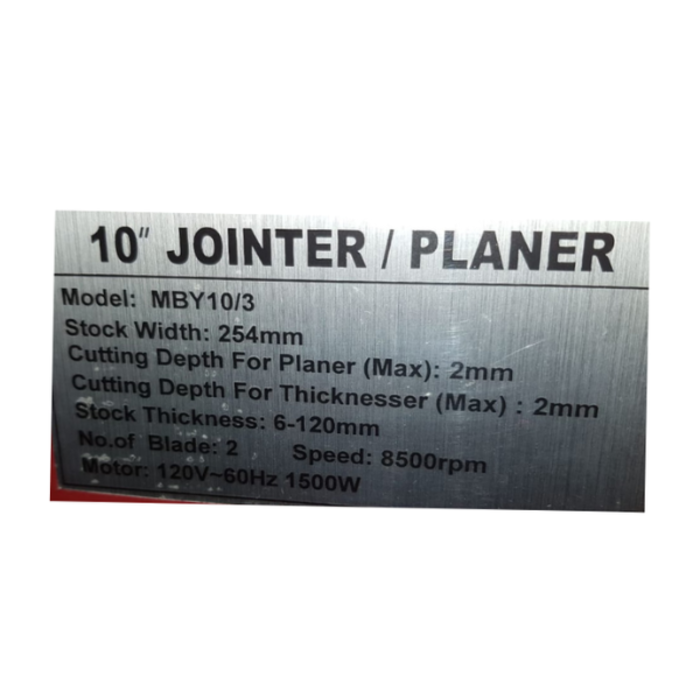 BETA STAR IND4034 JOINTER/PLANER 10" 120V 60HZ MBY 10/3