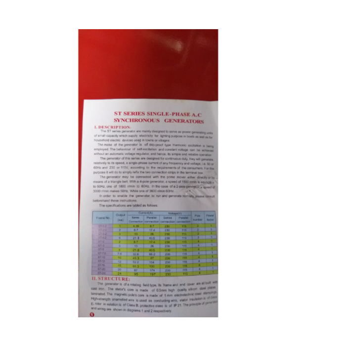 BETA STAR IND4066 ALTERNATOR/SINGLE PHASE 15KVA 110V/220V 60HZ